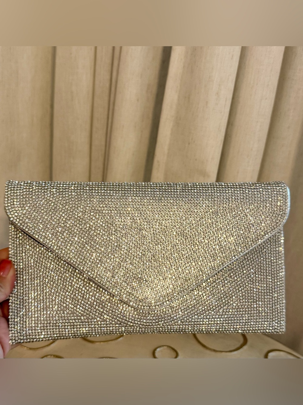 Steve Madden Silver Rhinestone Envelope Clutch Bag